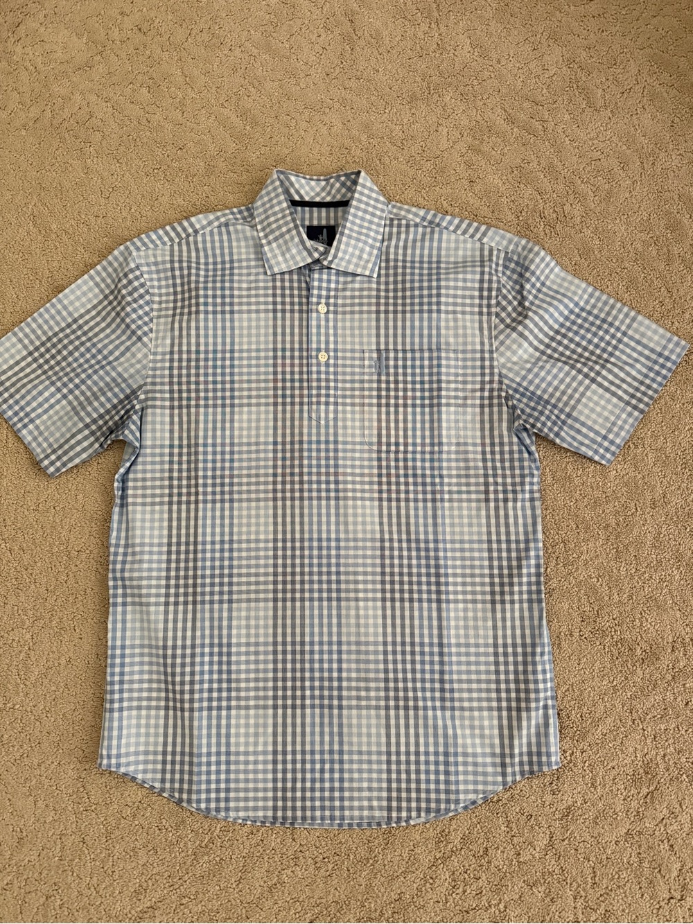 johnnie-O Light Blue Plaid Short-Sleeve Button-Down Shirt